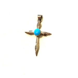 Real Silver and Turquoise cross pendant